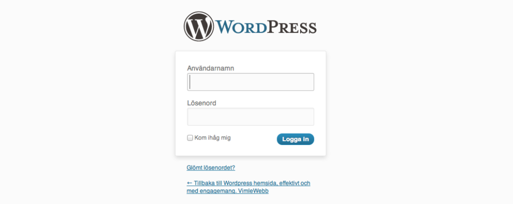 Logga in på Wordpress