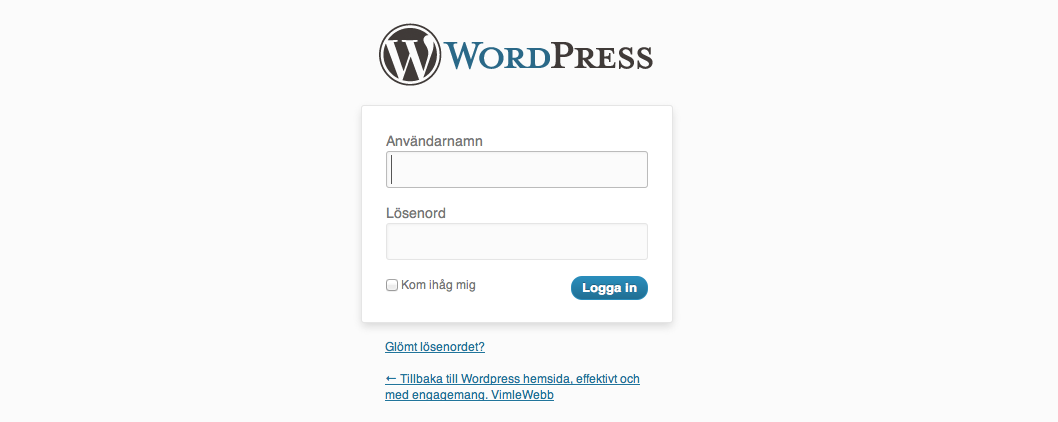 Logga in på Wordpress