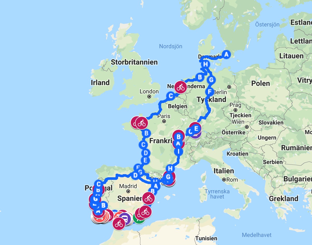 Europarutt med husbil