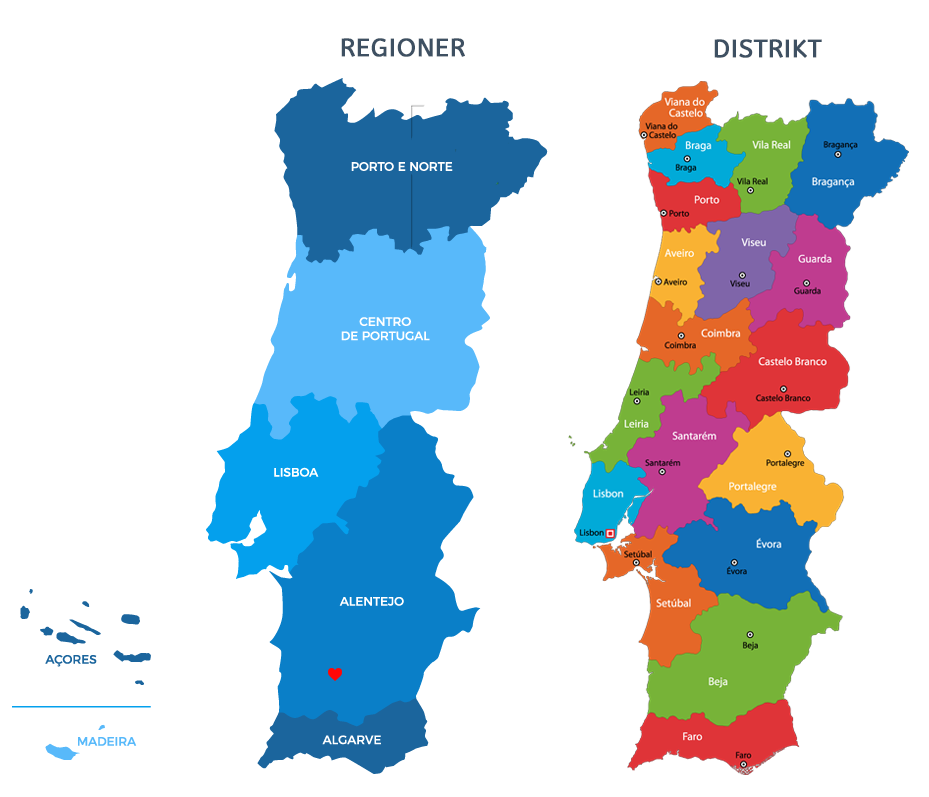 Portugals distrikt och regioner